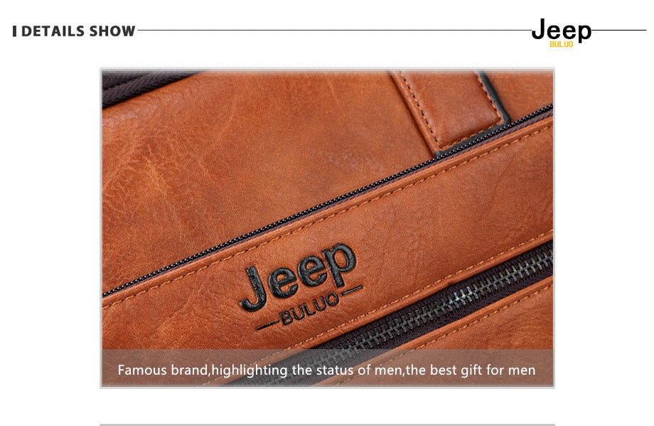 Men's Briefcase For 14" Laptop Business 2Pcs Set Handbags High Quality Leather Office Shoulder Tote