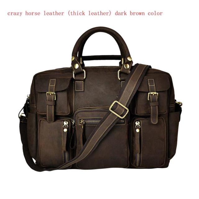 Men Real Leather Antique Large Capacity Travel Briefcase Business 15.6" Laptop Case Attache Messenger Bag Portfolio