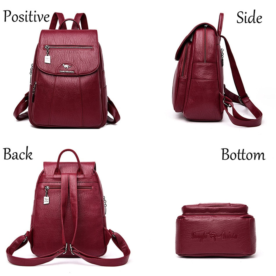 3-in-1 Vintage Backpack Women High Capacity Leather Shoulder Bags Large Capacity Travel Backpack School Bags For Teenage Girls