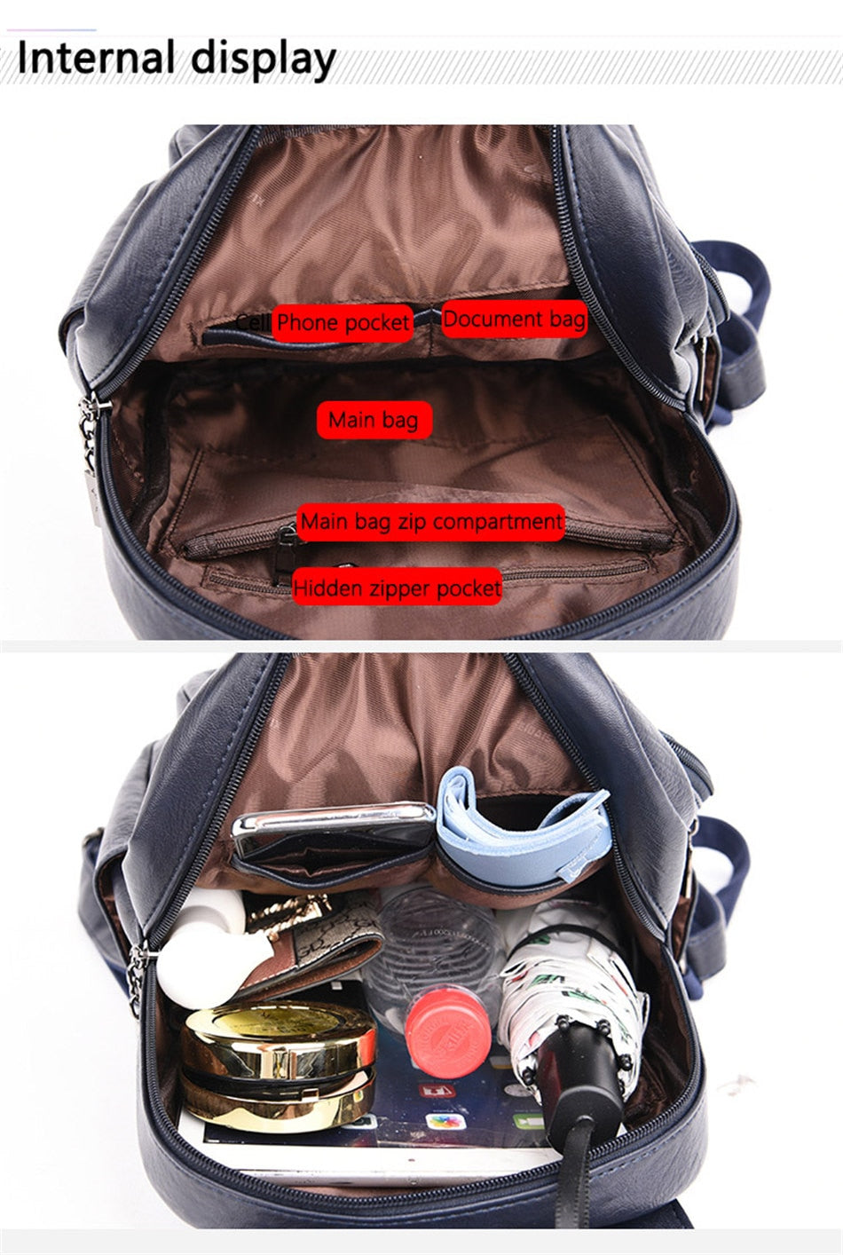 3-in-1 Vintage Backpack Women High Capacity Leather Shoulder Bags Large Capacity Travel Backpack School Bags For Teenage Girls