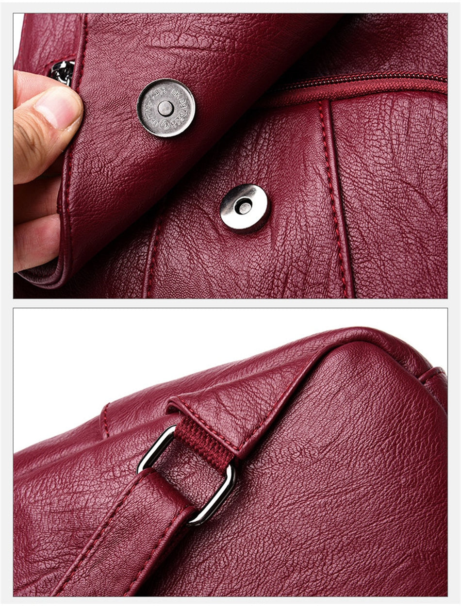 3-in-1 Vintage Backpack Women High Capacity Leather Shoulder Bags Large Capacity Travel Backpack School Bags For Teenage Girls