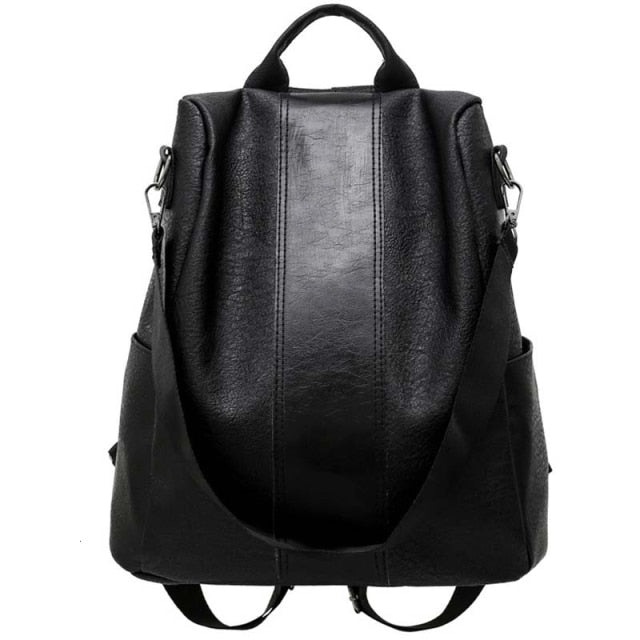 Retro Anti-theft Women Basic Backpack Female Large Capacity Travel Pu Leather Bag Durable Book Hold For School Students Handbags