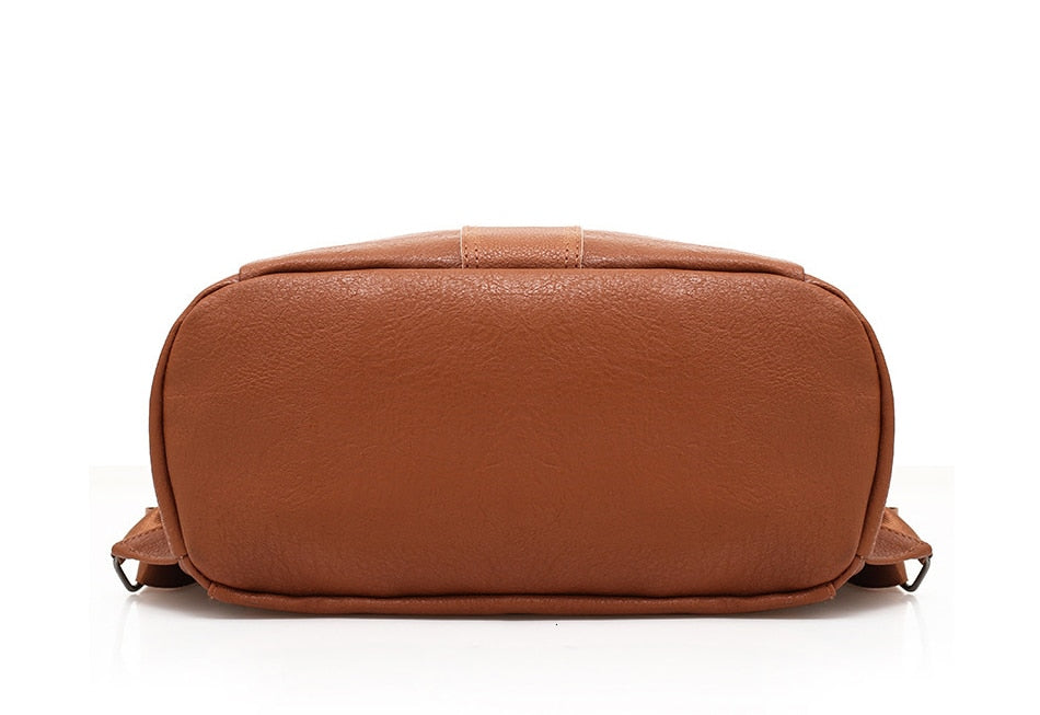 Retro Anti-theft Women Basic Backpack Female Large Capacity Travel Pu Leather Bag Durable Book Hold For School Students Handbags