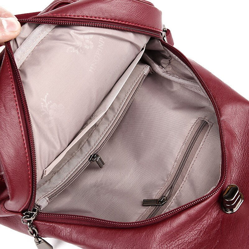 Brand Women's Leather Chest Bags for Women Large Capacity School Backpack for Girls Lock Anti-theft Backpack Leisure Daypacks