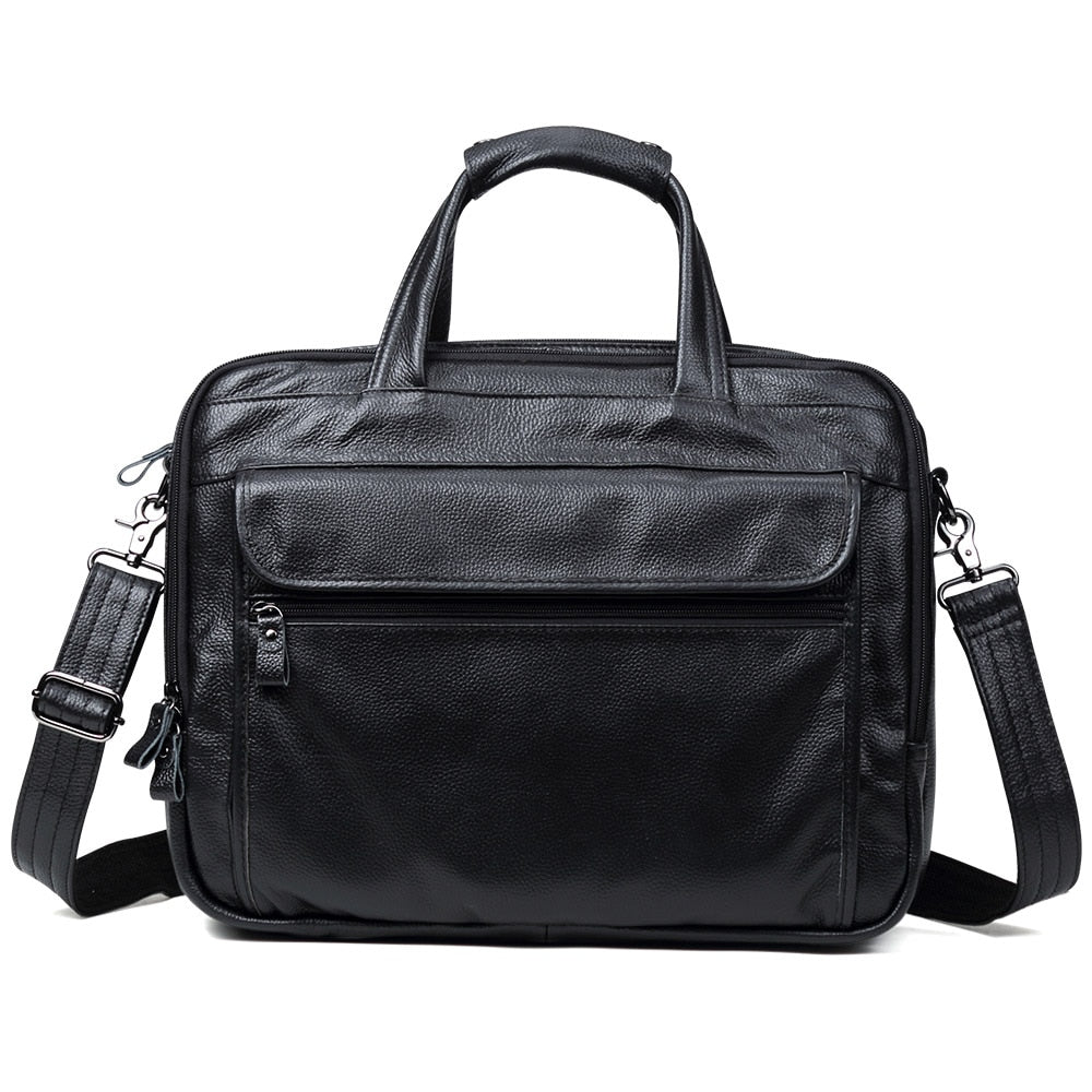 Large Men Leather Handbgs Male Genuine Leather Business Travel Brifcases Bag Men's 15.6 Inch Laptop Shoulder Bag Business A4 Bag