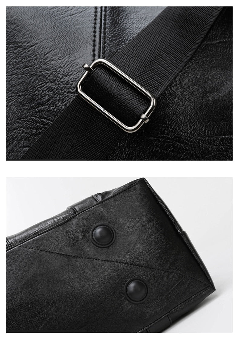 Men High Quality PU Leather Travel Bags Male Large Capacity Business Hand Luggage Bag Gym Waterproof Shoulder Bags