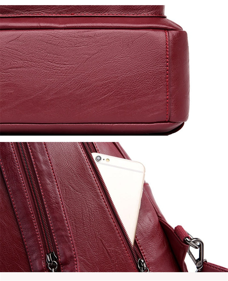 Brand Women's Leather Chest Bags for Women Large Capacity School Backpack for Girls Lock Anti-theft Backpack Leisure Daypacks