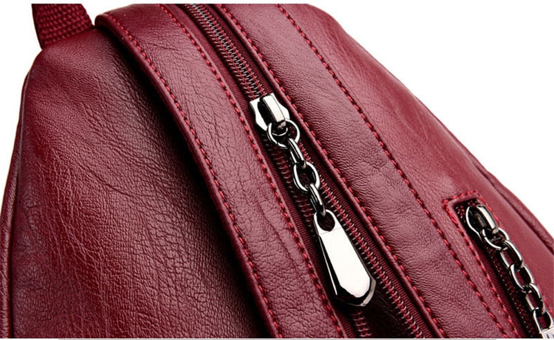 Brand Women's Leather Chest Bags for Women Large Capacity School Backpack for Girls Lock Anti-theft Backpack Leisure Daypacks