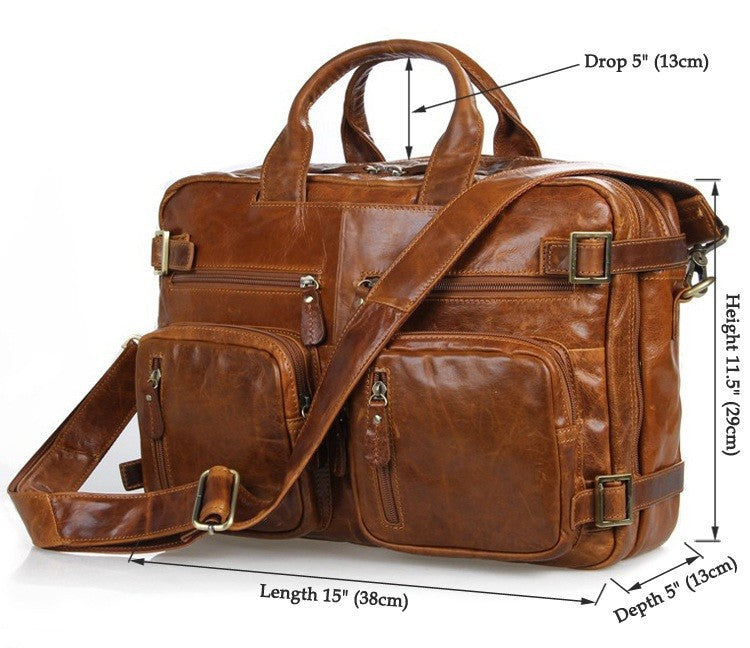 Genuine Leather Travel Laptop Backpack Multifunction Business Bag