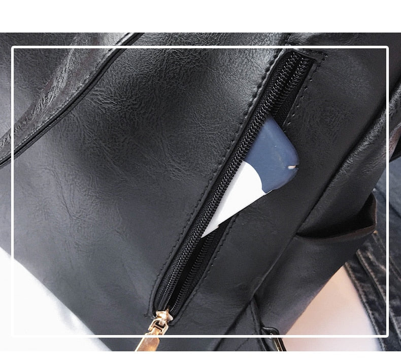 Retro Large Backpack Women PU Leather Rucksack Women's Knapsack Travel Backpacks Shoulder School Bags Mochila Back Pack