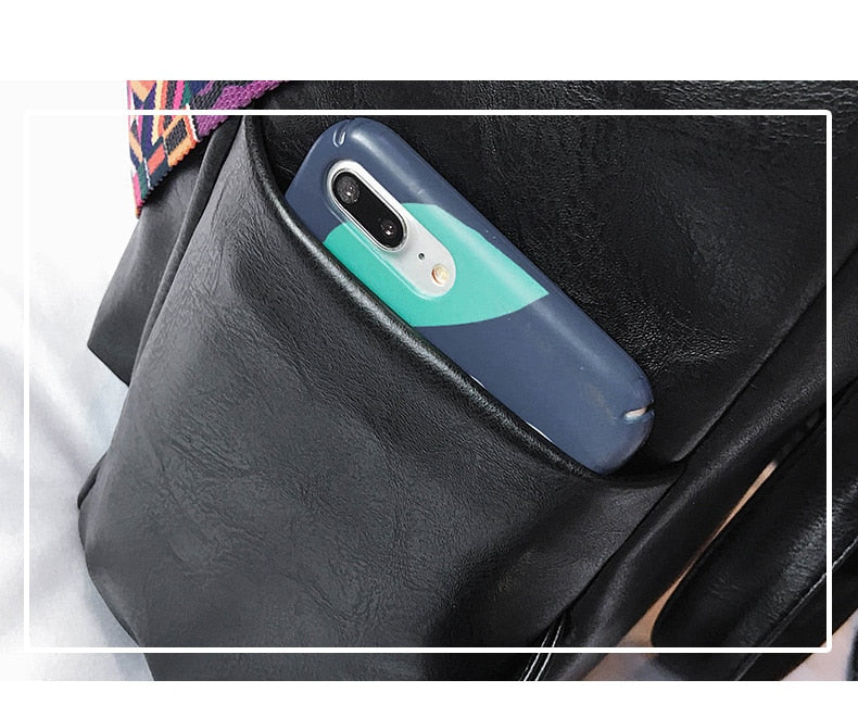 Retro Large Backpack Women PU Leather Rucksack Women's Knapsack Travel Backpacks Shoulder School Bags Mochila Back Pack