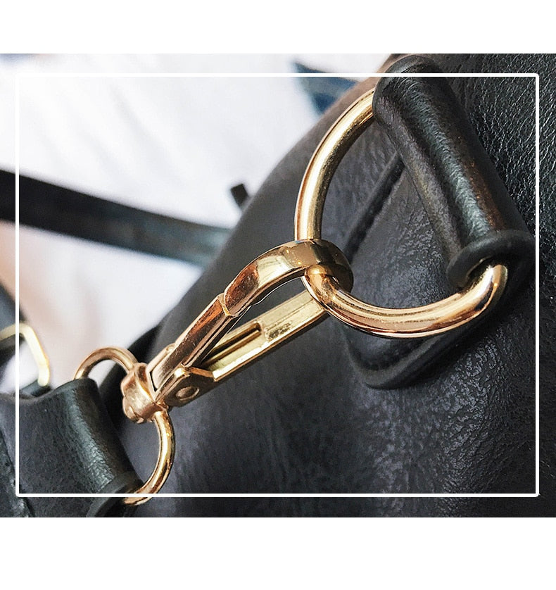 Retro Large Backpack Women PU Leather Rucksack Women's Knapsack Travel Backpacks Shoulder School Bags Mochila Back Pack