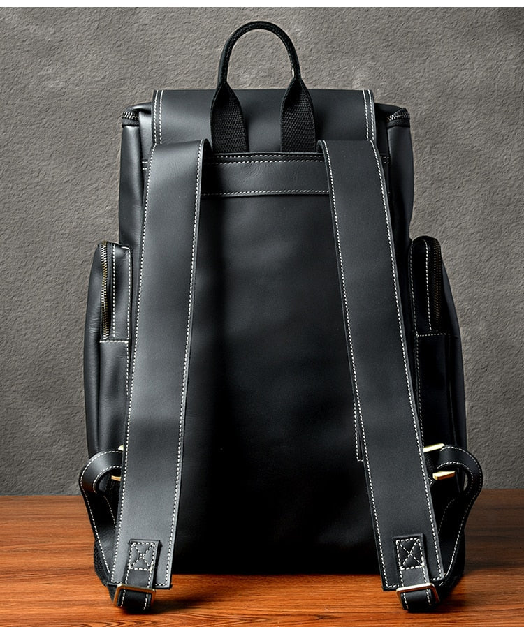 Retro Genuine Leather Men's Backpack Large Capacity Laptop Bag School Backpack Male Shoulder Bags Brown Leather Travel Backpacks