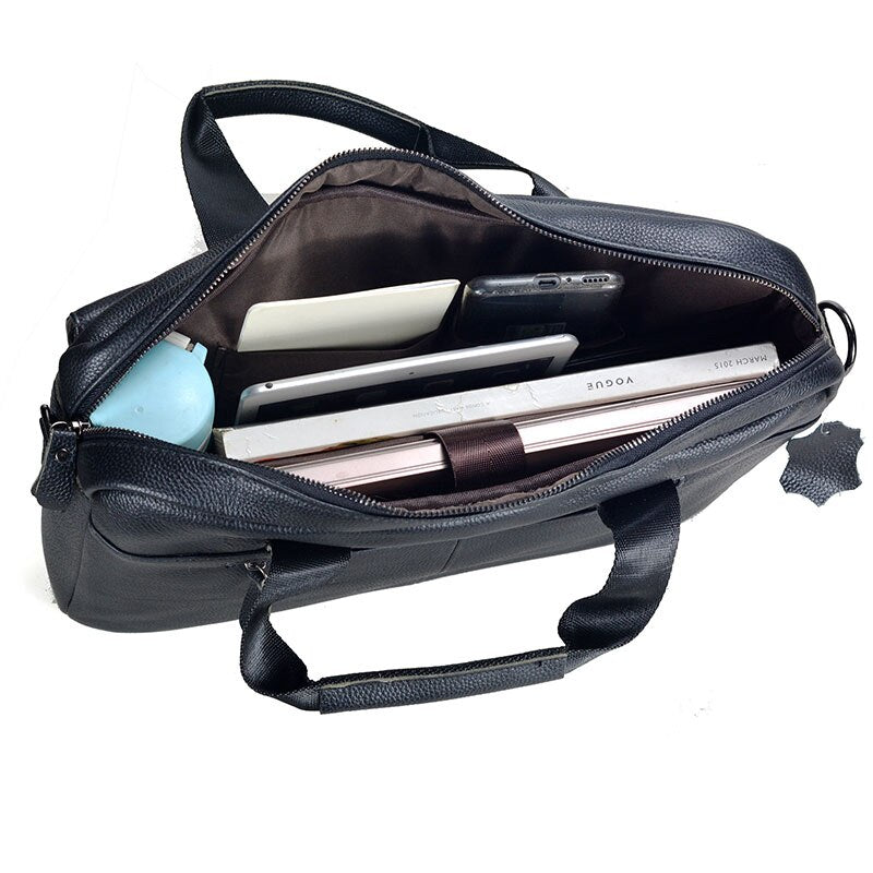 Large Men's Genuine Leather Handbag for Men Business Travel Messenger Bag 14 Inch Laptop Shoulder Bag Male Briefcase