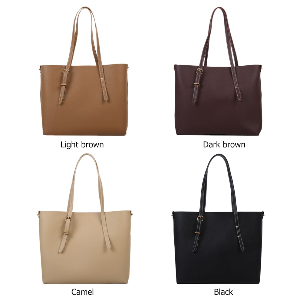 2pcs/Set PU Leather Handbag Women Large Capacity Casual Shoulder Clutch Bag Female Shoulder Bag Ladies' Crossbody Travel