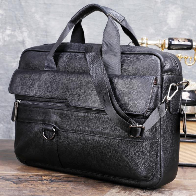 Large Men's Genuine Leather Handbag for Men Business Travel Messenger Bag 14 Inch Laptop Shoulder Bag Male Briefcase