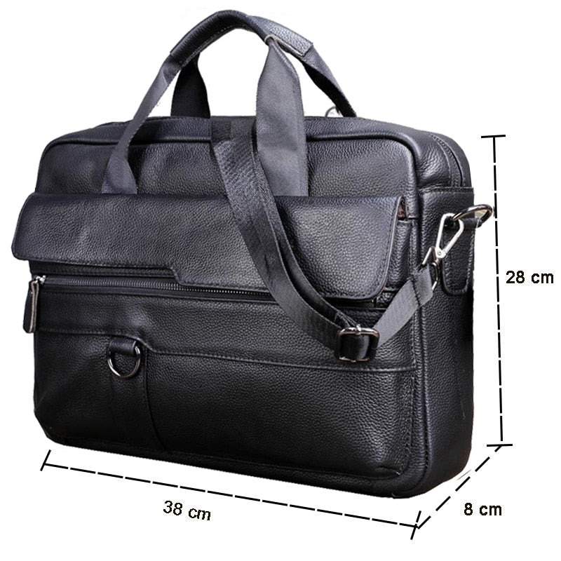 Large Men's Genuine Leather Handbag for Men Business Travel Messenger Bag 14 Inch Laptop Shoulder Bag Male Briefcase