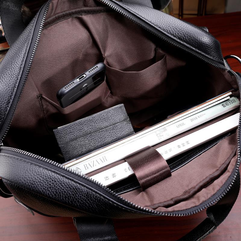 Large Men's Genuine Leather Handbag for Men Business Travel Messenger Bag 14 Inch Laptop Shoulder Bag Male Briefcase