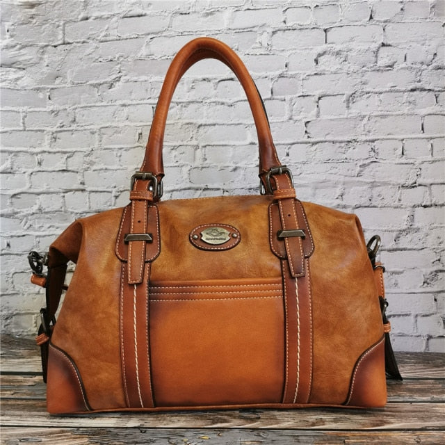 Retro Large Capacity Shoulder Bags for Women Soft Leather Travel Shopping Bag Famous Brand Handbag Hot Sell Crossbody Bag Ladies