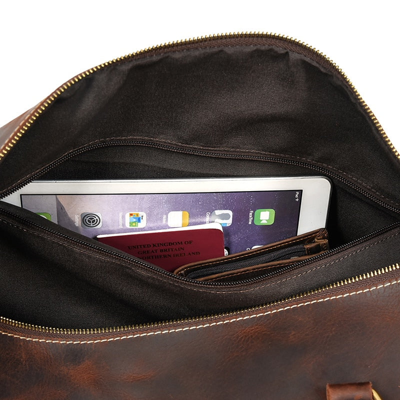 Vintage Crazy Horse leather Travel Bag With Shoe Pocket 20 inch big capacity Real Leather Weekend luuage Bag large Messenger Bag