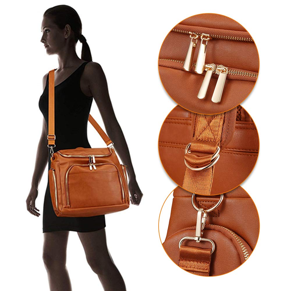 7-in-1 Baby Diaper Bag Solid PU Leather Mummy Maternity Bag Large Capacity Travel Back Pack Stroller Bags with Changing Pad