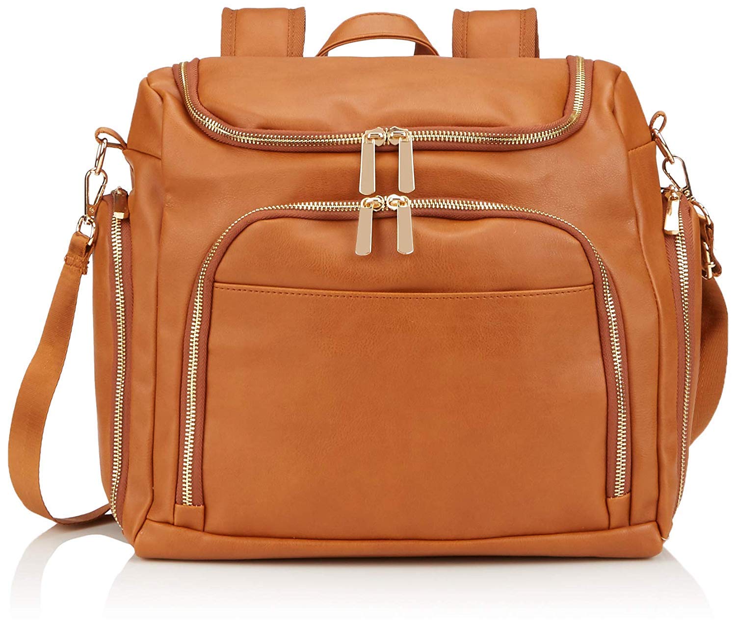 7-in-1 Baby Diaper Bag Solid PU Leather Mummy Maternity Bag Large Capacity Travel Back Pack Stroller Bags with Changing Pad