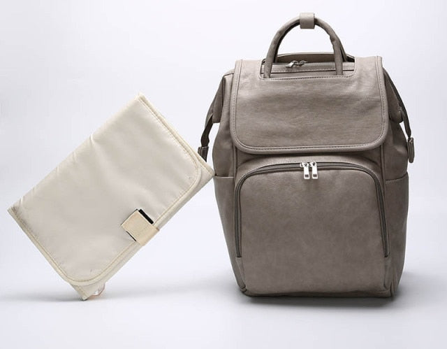 7-in-1 Baby Diaper Bag Solid PU Leather Mummy Maternity Bag Large Capacity Travel Back Pack Stroller Bags with Changing Pad