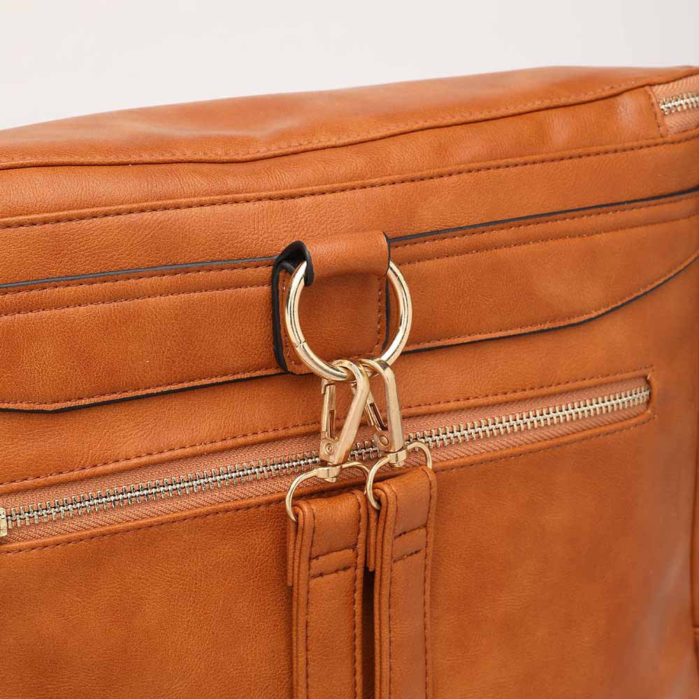 Baby Diaper Bag Backpack Solid PU Leather Mummy Maternity Bag Large Capacity Travel Back Pack Stroller Bags with Changing Pad