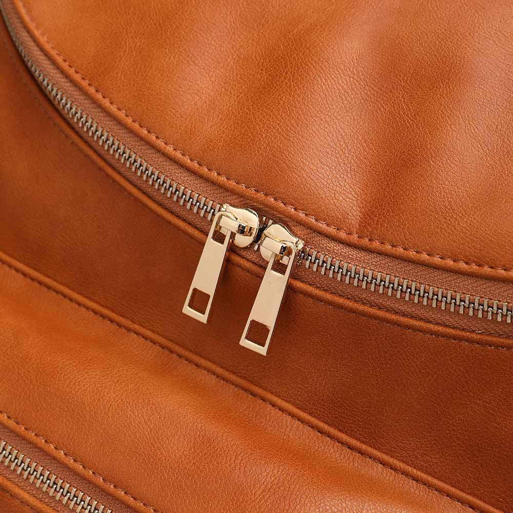 Baby Diaper Bag Backpack Solid PU Leather Mummy Maternity Bag Large Capacity Travel Back Pack Stroller Bags with Changing Pad