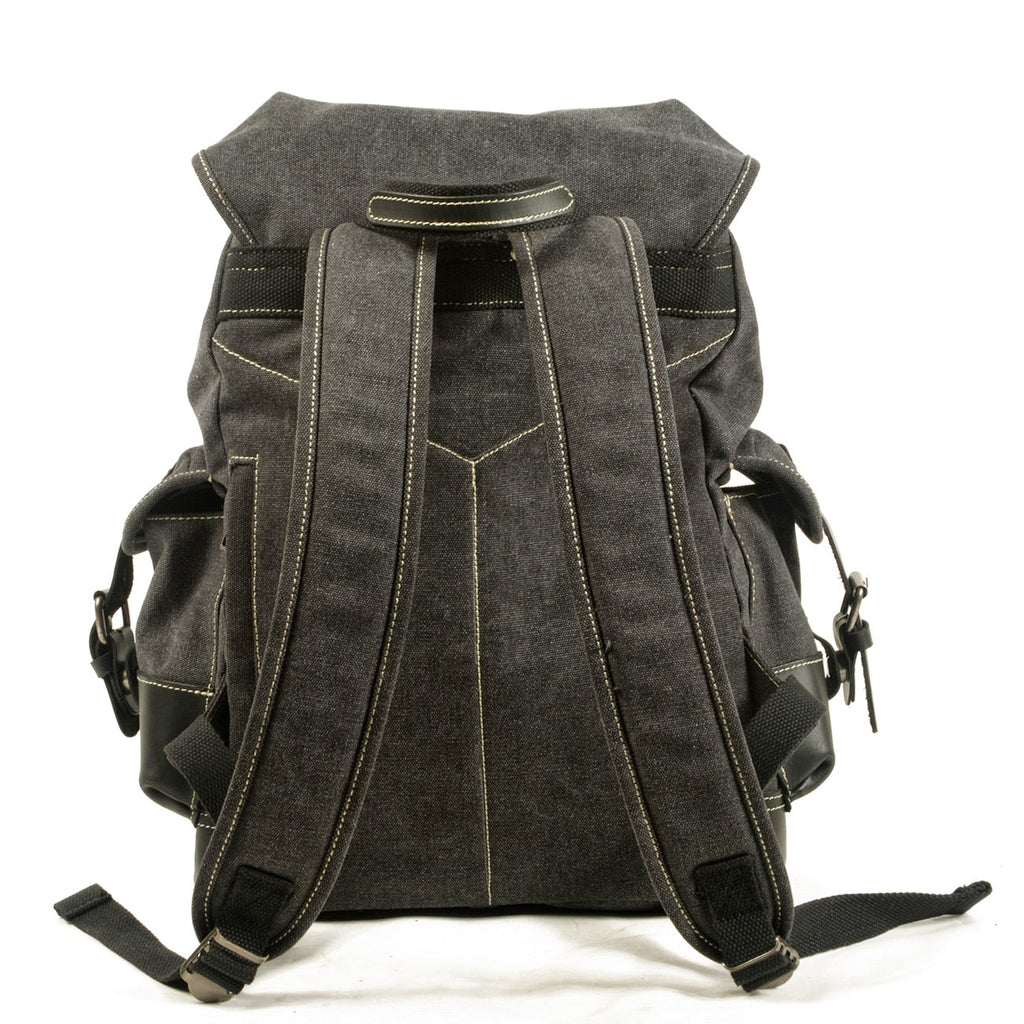 Men's outdoor shoulder casual student bag large capacity travel backpack canvas leather climbing bag