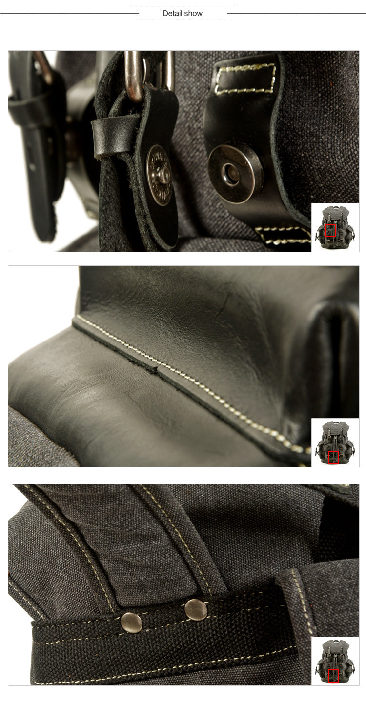 Men's outdoor shoulder casual student bag large capacity travel backpack canvas leather climbing bag