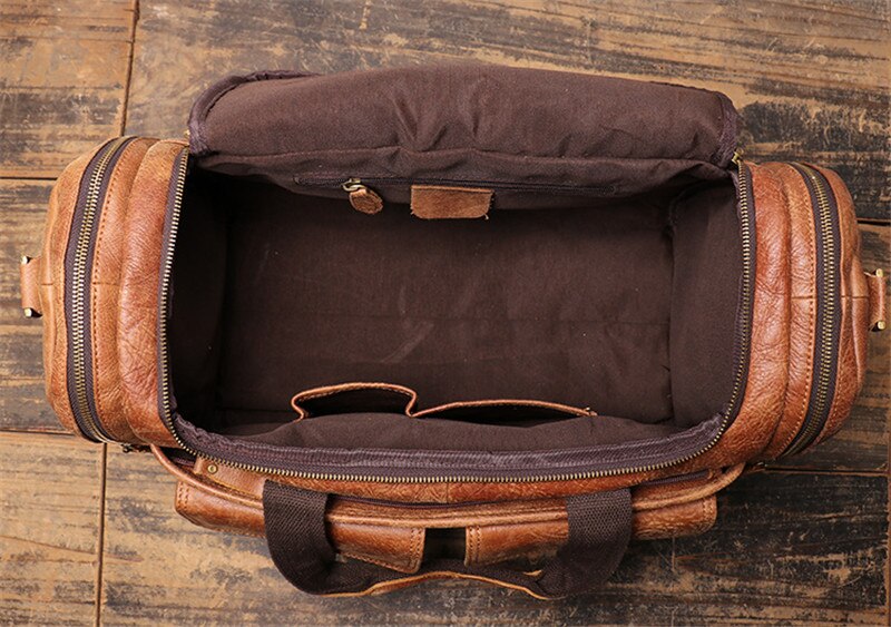 High Quality Large Big Vintage Brown Black Genuine Leather Business Men Travel Bags Shoulder Messenger Duffle Bag