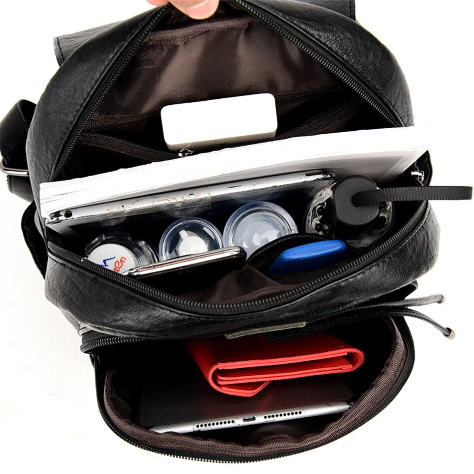 High Quality Leather Backpacks Women Back Pack Large Capacity Travel Backpack School Bags for Teenager Girls Mochila Feminina