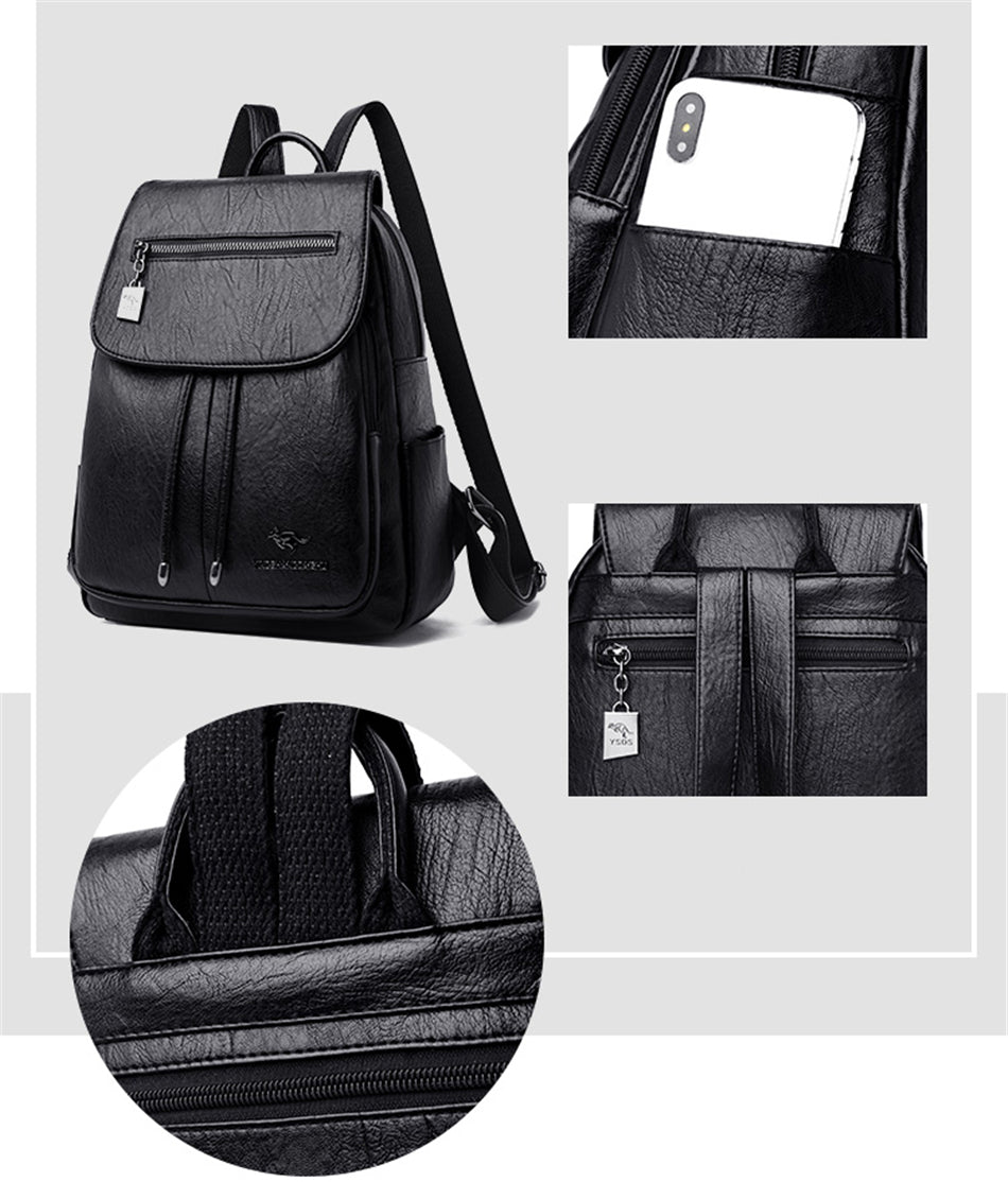 High Quality Leather Backpacks Women Back Pack Large Capacity Travel Backpack School Bags for Teenager Girls Mochila Feminina