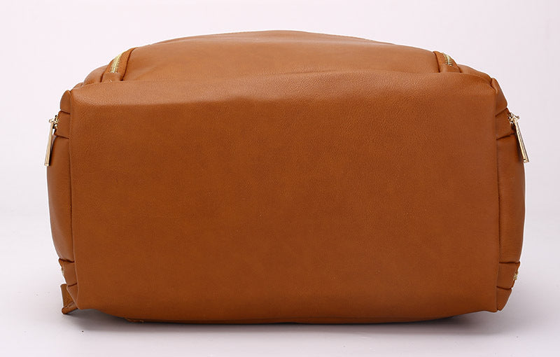 7-in-1 Baby Diaper Bag Solid PU Leather Mummy Maternity Bag Large Capacity Travel Back Pack Stroller Bags with Changing Pad