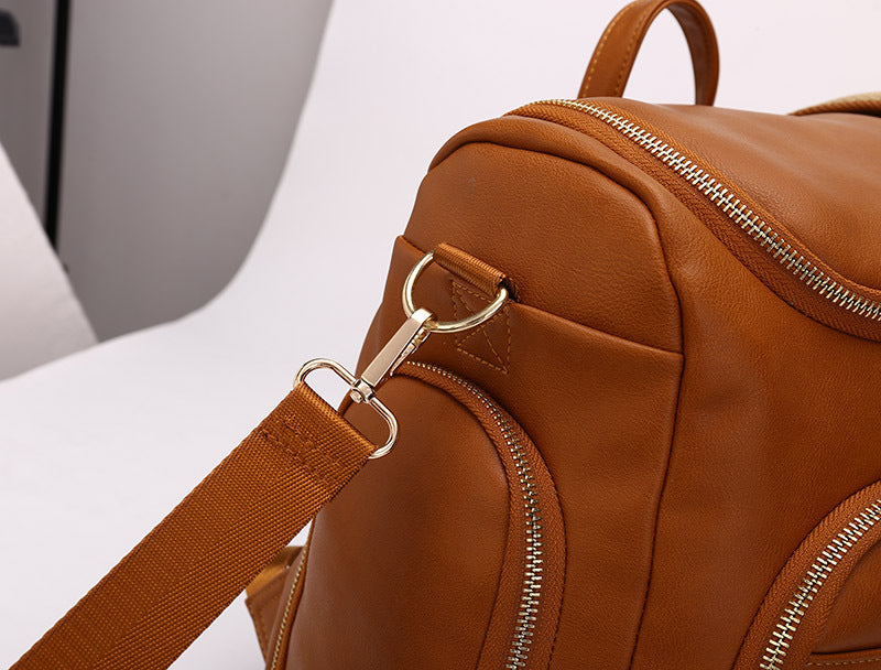 7-in-1 Baby Diaper Bag Solid PU Leather Mummy Maternity Bag Large Capacity Travel Back Pack Stroller Bags with Changing Pad