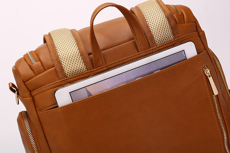 7-in-1 Baby Diaper Bag Solid PU Leather Mummy Maternity Bag Large Capacity Travel Back Pack Stroller Bags with Changing Pad