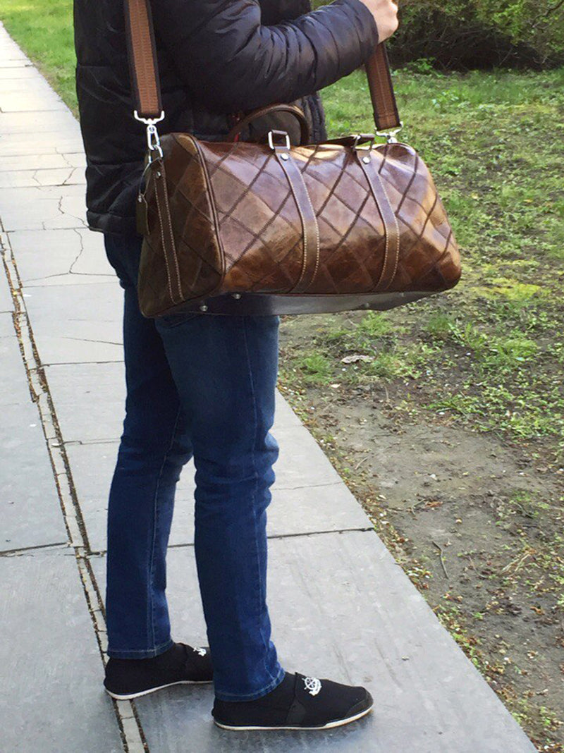 Travel Bag for Luggage Genuine Leather Duffle Suitcase Carry on Big Weekend