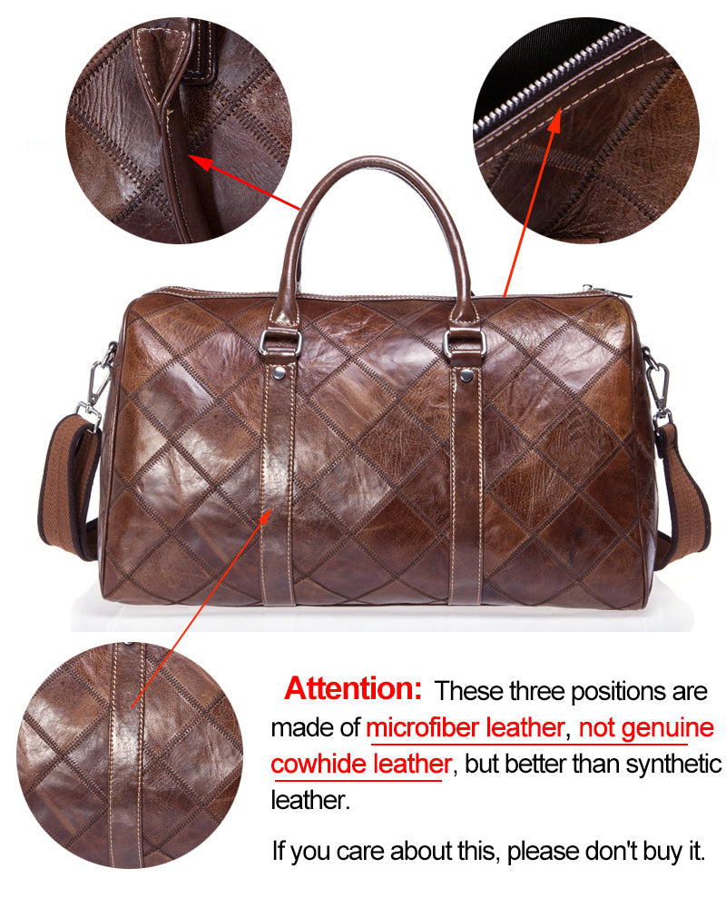 Travel Bag for Luggage Genuine Leather Duffle Suitcase Carry on Big Weekend