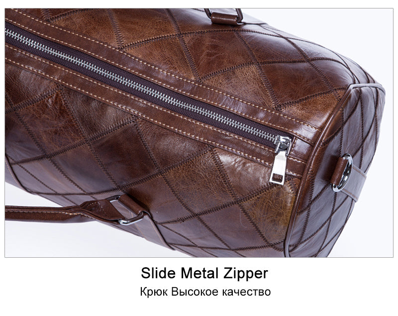 Travel Bag for Luggage Genuine Leather Duffle Suitcase Carry on Big Weekend