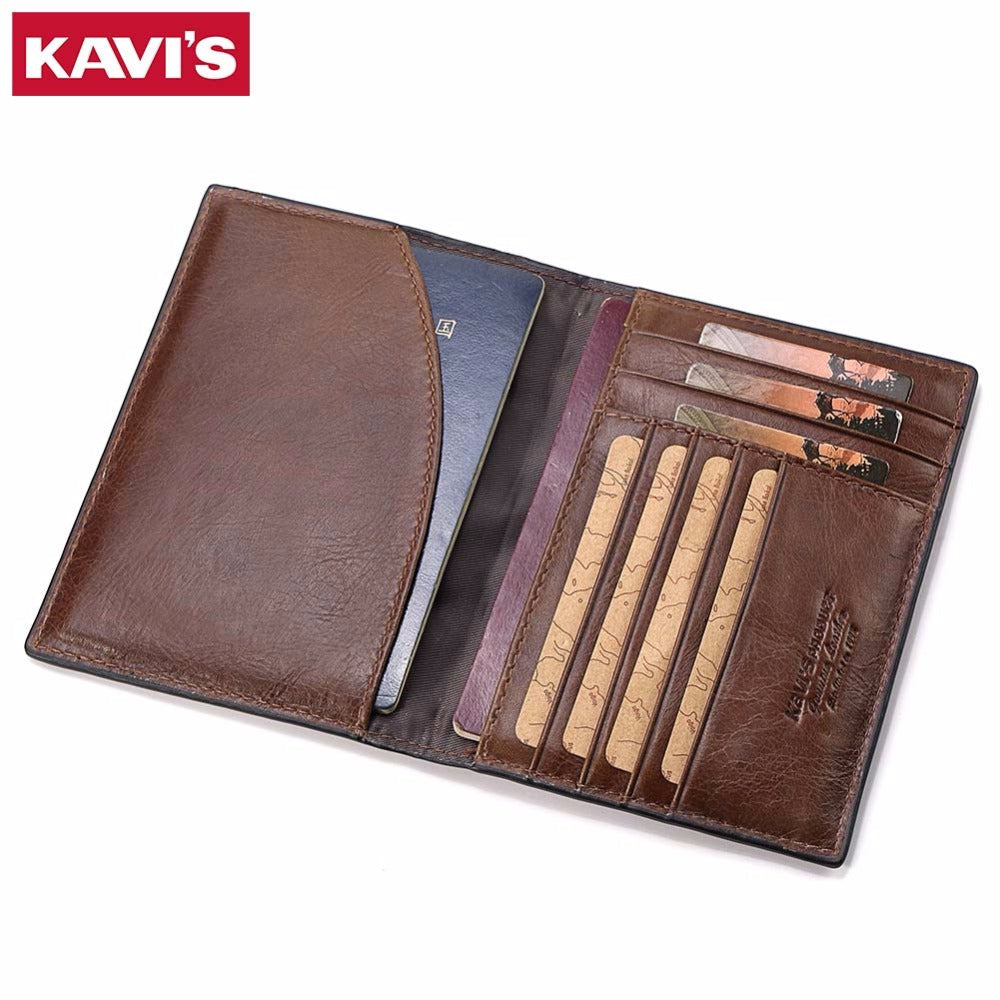 Genuine Leather Passport Cover ID Business Card Holder Travel Credit Wallet for Men Purse Case Driving License Bag Thin