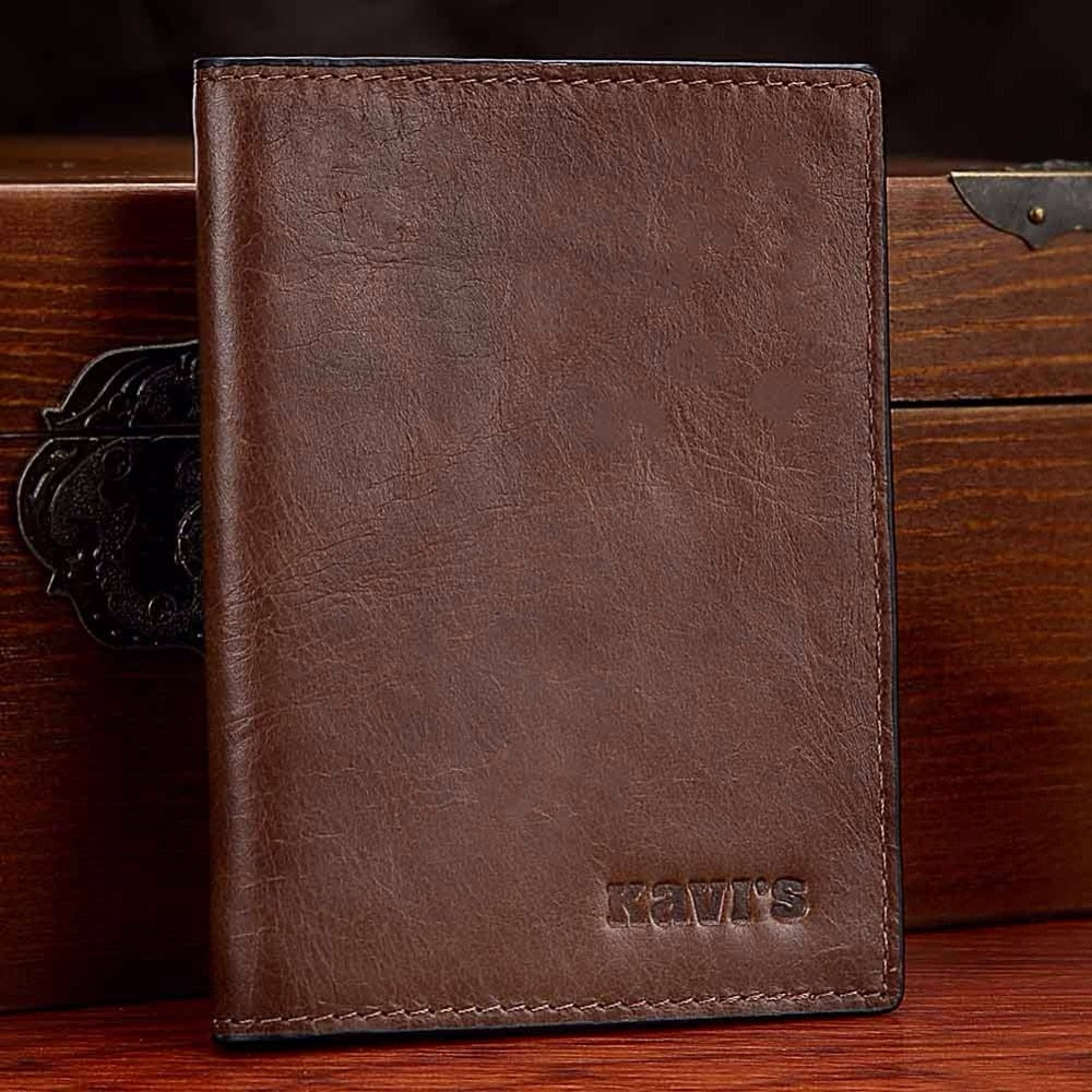 Genuine Leather Passport Cover ID Business Card Holder Travel Credit Wallet for Men Purse Case Driving License Bag Thin